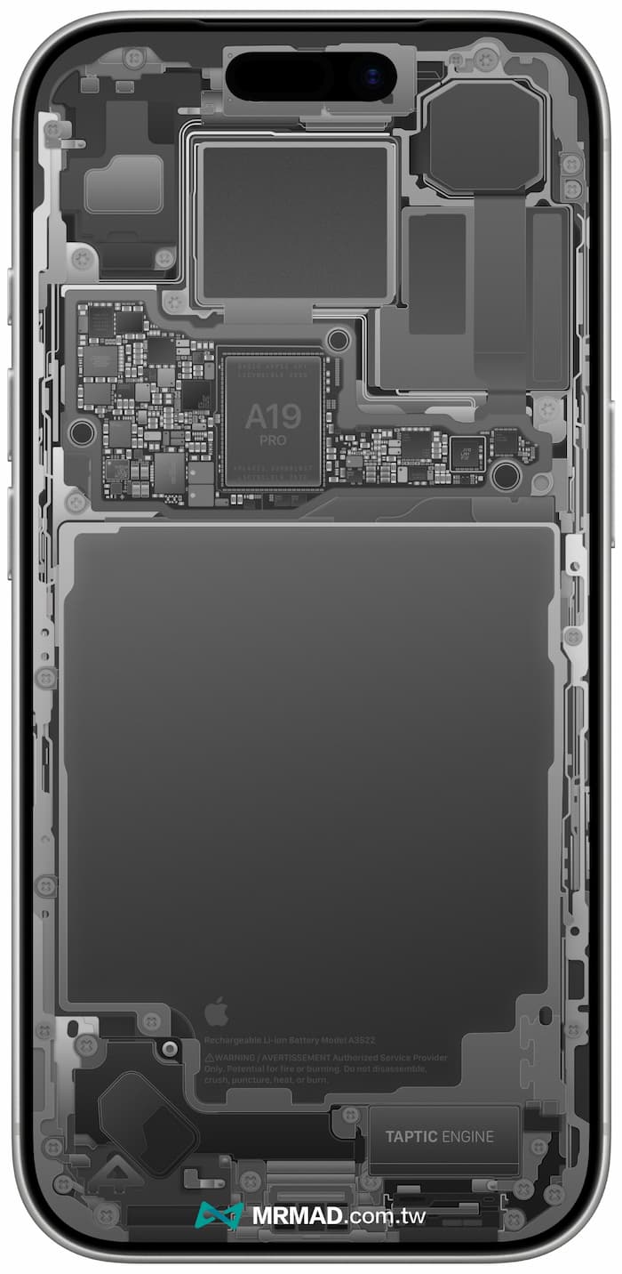 iPhone 17 Pro零件壁纸X光透视图效果