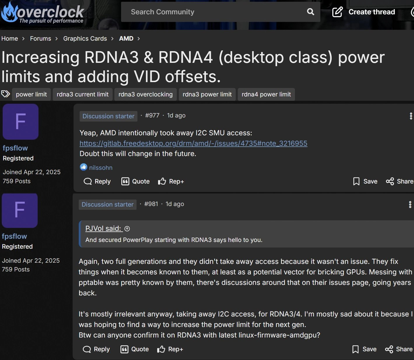 I2C 大法突破 RDNA 3 / RDNA 4 功率限制已被修复！