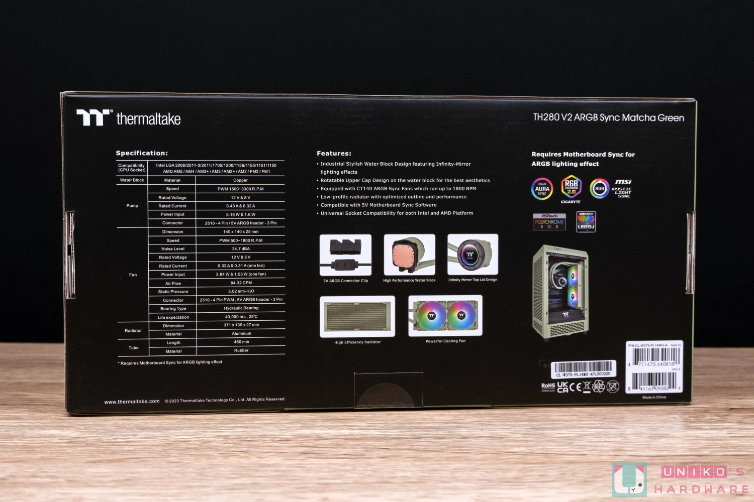 Thermaltake TH280 V2 ARGB Sync 抹茶绿一体式水冷散热器开箱评测